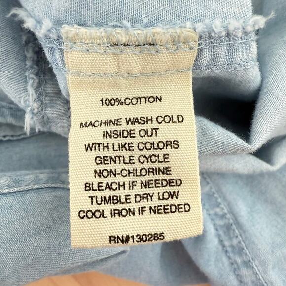 Per Se Button Up Sleeveless Chambray Shirt 100% Cotton, Size Small - Picture 7 of 7